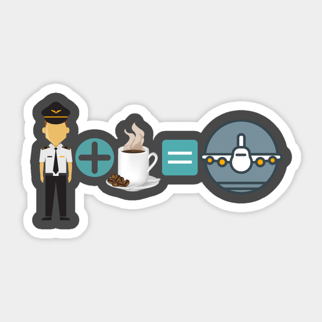 Pilot + Coffee = Flight Sticker by Bazzar Designs